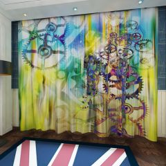 Wheel Gear Window Curtains CUR-0507