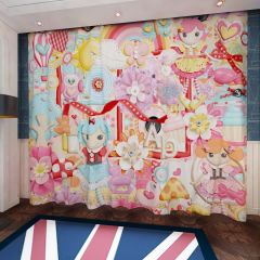 Girl Tree Flower Balloon Window Curtains CUR-0515