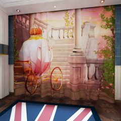 Stairs Bike Tree Flower Lantern Window Curtains CUR-0516