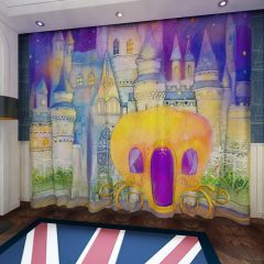 Skull Castle Floor Lantern Window Curtains CUR-0517