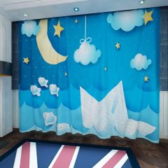 Fish Boat Cloud Moon Star Window Curtains CUR-0518