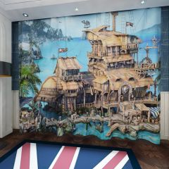 Sea Boat Tree Sky Window Curtains CUR-0520