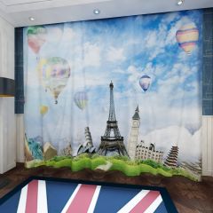 Hotairballoon Tower Grassland Window Curtains CUR-0537