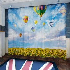 Nature Sun Flower Balloons Window Curtains CUR-0538