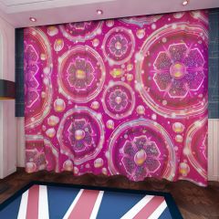 Rose Red Flower Circle Window Curtains CUR-0546