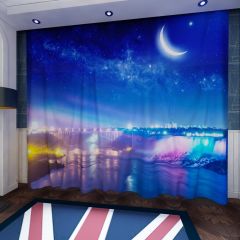 New Moon Night Sky Stars Window Curtains CUR-0548