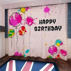 Birthday Party Various Brick Wall Window Curtains CUR-0550