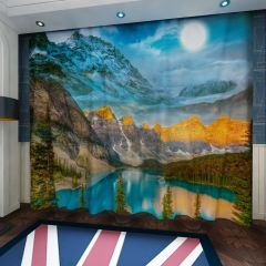 Hills Tree Full Moon Lake Window Curtains CUR-0552