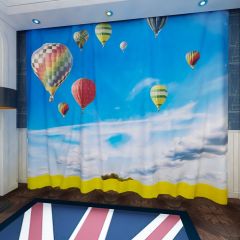 Rape Flower Hot Air Balloon Clouds Window Curtains CUR-0554