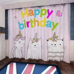 Birthday Party Cat Window Curtains CUR-0561