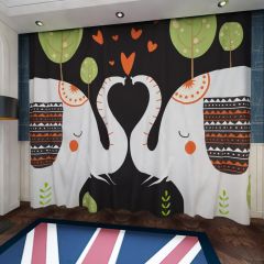 Adorable Elephants Tree Heart Window Curtains CUR-0572