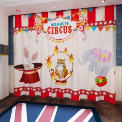 Circus Show Animals Colorful Flags Window Curtains CUR-0574