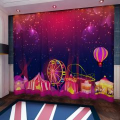 Circus Show Balloon Purple Window Curtains CUR-0575