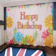 Birthday Party Flowering Plants Window Curtains CUR-0578