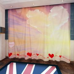 Pink And Red Heart Cloud Window Curtains CUR-0580
