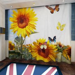 Sunflower Butterfly Sunlight Window Curtains CUR-0583