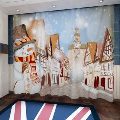 Funny Snowman Window Curtains CUR-0600