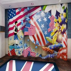 Independence Day Celebration Scene Window Curtains CUR-0632