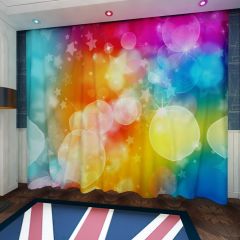 Colorful Stars Circular Aperture Window Curtains CUR-0659