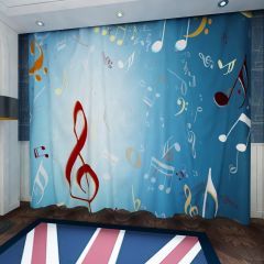 Musical Note Window Curtains CUR-0661