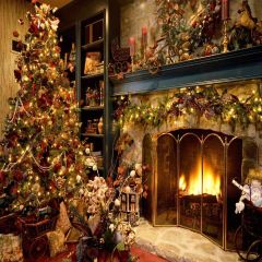 Beautiful Xmas Tree Photography Scenery Backdrop Christmas Theme Banner EHY-014