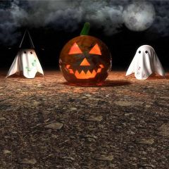 Halloween Pumpkin Photography Scenery Backdrop Halloween Theme Banner EHY-024
