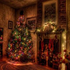 Warm Xmas Eve Photography Scenery Backdrop Christmas Theme Banner EHY-046