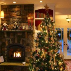 Warm Xmas Eve Photography Scenery Backdrop Christmas Theme Banner EHY-071