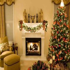 Indoor Xmas Tree Photography Scenery Backdrop Christmas Theme Banner EHY-083