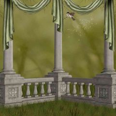 Green Yard Photography Scenery Backdrop Arches or Pillars Theme Banner EHY-101