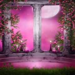 Flowers Yard Photography Scenery Backdrop Arches or Pillars Theme Banner EHY-116