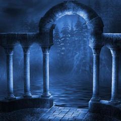 River Bank Photography Scenery Backdrop Night Theme Banner EHY-148