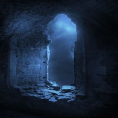 The Ruins Photography Scenery Backdrop Night Theme Banner EHY-154