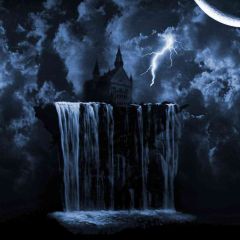 Exotic Waterfall Photography Scenery Backdrop Halloween Theme Banner EHY-156