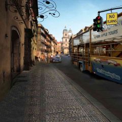 Street Clean Photography Scenery Backdrop Streetscape Theme Banner EHY-174