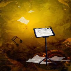 Flying Notes Photography Scenery Backdrop Music Dance Theme Banner EHY-323