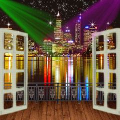 Charming Urban Landscape Photography Scenery Backdrop Balcony Landscape Theme Banner EHY-379