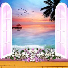 Stunning Scenery Outside The Window Photography Scenery Backdrop Balcony Landscape Theme Banner EHY-380