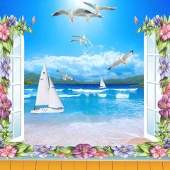 Stunning Sea Views Photography Scenery Backdrop Balcony Landscape Theme Banner EHY-385