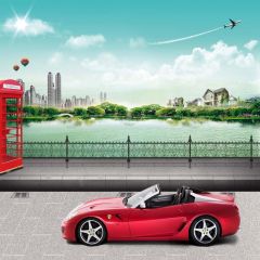 Convertible Car Photography Scenery Backdrop Streetscape Theme Banner EHY-397