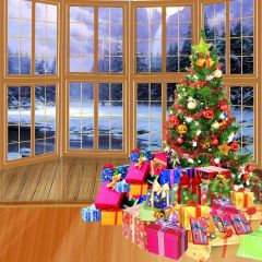 Stack Of Xmas Gifts Photography Scenery Backdrop Christmas Theme Banner EHY-451