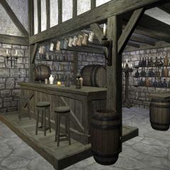 Vintage Tavern Table Chair Light Wine Photography Scenery Backdrop Indoor Theme Banner EUV-090