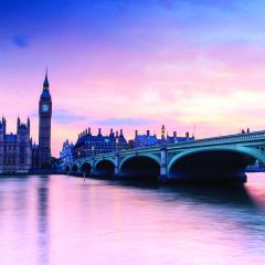 Sea Bridge Building Tower Clock Photography Scenery Backdrop Ocean Theme Banner EUV-139