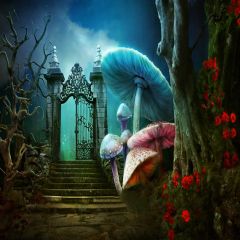 Underwater World Flower Door Tree Plant Photography Scenery Backdrop Fantasy Theme Banner EUV-258