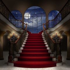 Stairs Window Moon Candle Photography Scenery Backdrop Stairs Theme Banner EUV-356
