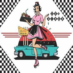 Lost In The 50'S Drive In Waitress Drinks Car Photography Scenery Backdrop Retro Nostalgia Theme Banner EUV-379