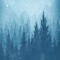 Snow Tree Moutain Photography Scenery Backdrop Snow Theme Banner EUV-449