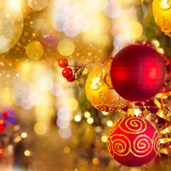 Light Ball Colour Ribbon Photography Scenery Backdrop Christmas Theme Banner EUV-469