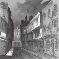 Dark Building Smoke Road Photography Scenery Backdrop Retro Nostalgia Theme Banner EUV-479