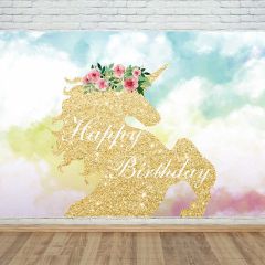 Happy Birthday Horse Cloud Photography Scenery Backdrop Birthday Party Theme Banner EUV-536